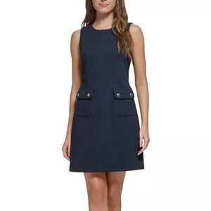 Tommy Hilfiger Basketweave Sheath Dress in Navy